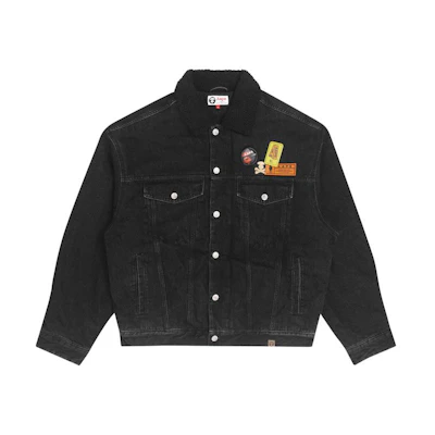 AAPE Ape Logo Patch Lettering Fleece Collar Jacket - Black AAPJKM7460XXH