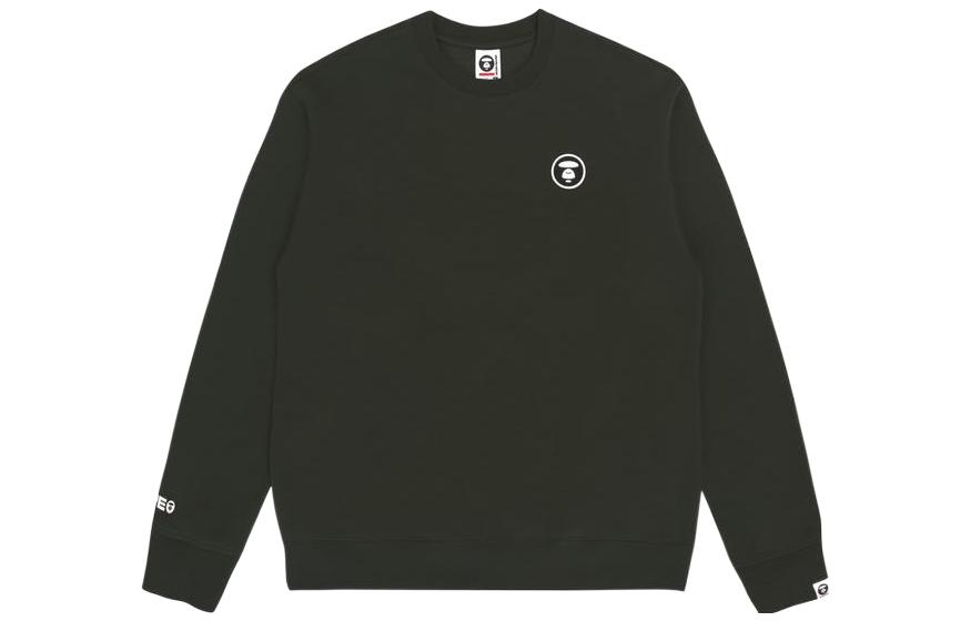 AAPE Badge Letter Print Pullover Hoodie for Men - Fleece Lined, Solid Color AAPSWM3804XXH