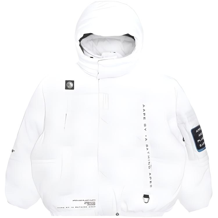 Shop 아페 배지 레터 프린트 코튼 후드 재킷 AAPJKM7462XXH