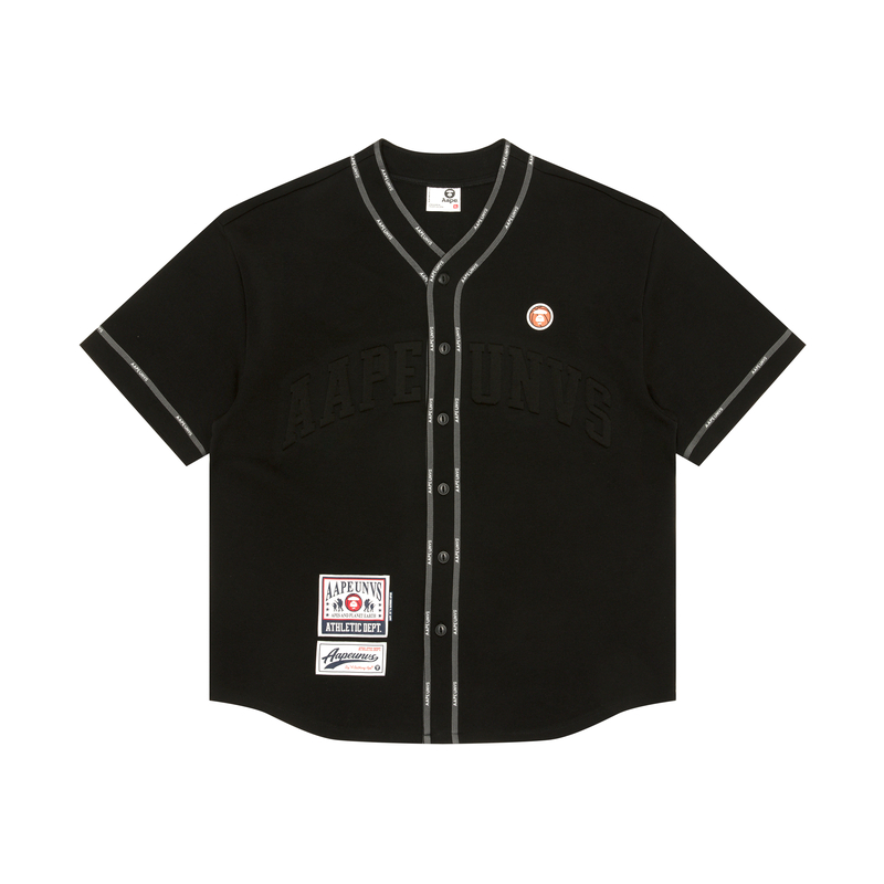 AAPE Basketball Ape Badge V-Neck Button-Up Short Sleeve T-Shirt . AAPTEM1473XXM