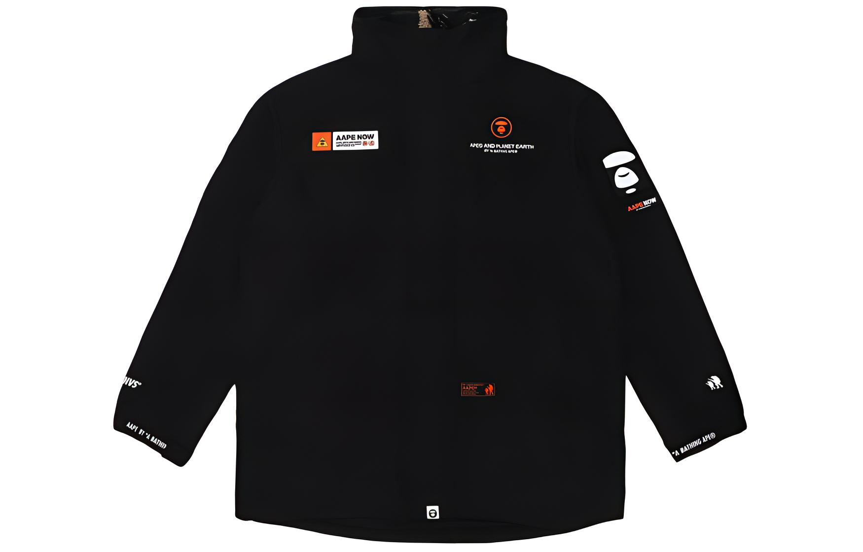 AAPE Black Ape Face Badge Embroidered Zip-Up Fleece Jacket AAPJKM7318XXD