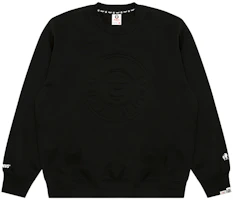 AAPE Black Crewneck Sweatshirt with Ape Face and Letter Print Design AAPSWMB338XXN AAPE Black Crewneck Sweatshirt with Ape Face and Letter Print Design AAPSWMB338XXN