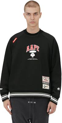 AAPE Black Loose Fit Crewneck Long Sleeve Sweatshirt with Letter Embroidery AAPSWMA399XXM Details for AAPE Black Loose Fit Crewneck Long Sleeve Sweatshirt with Letter Embroidery AAPSWMA399XXM