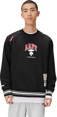AAPE Black Loose Fit Crewneck Long Sleeve Sweatshirt with Letter Embroidery AAPSWMA399XXM Sizing AAPE Black Loose Fit Crewneck Long Sleeve Sweatshirt with Letter Embroidery AAPSWMA399XXM