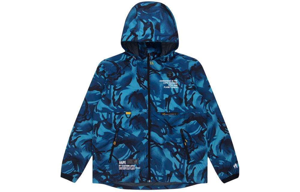 AAPE Camo Ape Logo Letter Print Hoodie Jacket Blue () AAPJKM7419XAF