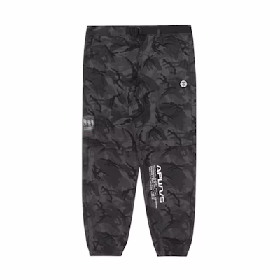 Aape Camo Jogger Pants with Ape Face Badge and Letter Print for Men. AAPPTM6722XAG