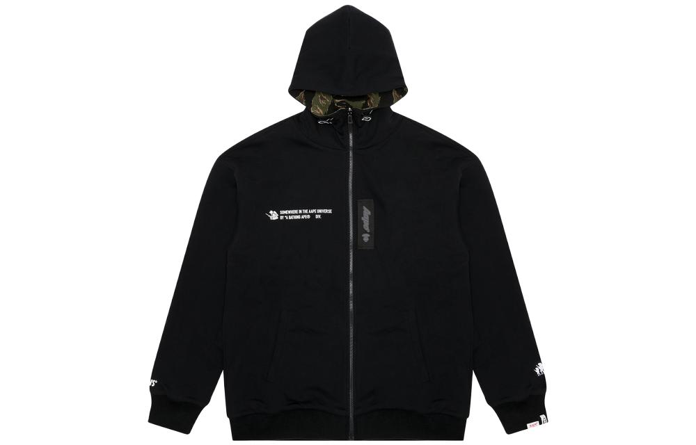 Order AAPE Camo Reversible Hoodie with Ape Face Badge and Letter Print AAPSWM3828XXH-1