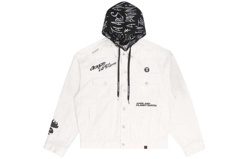 AAPE Color-Block Logo Print Hoodie Jacket White AAPLJM7447XAH