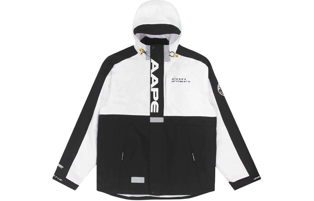 AAPE Color Block Letter Print Zip-Up Hoodie Jacket - AAPJKM7393XXF