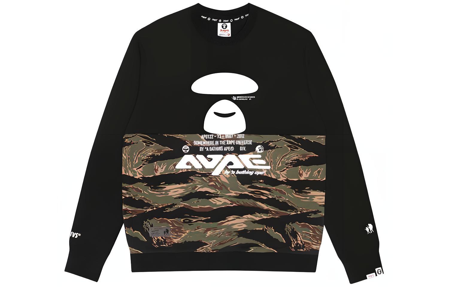 AAPE Crew Neck Sweater Letter Print Long Sleeve Pullover AAPSWM3806XXH
