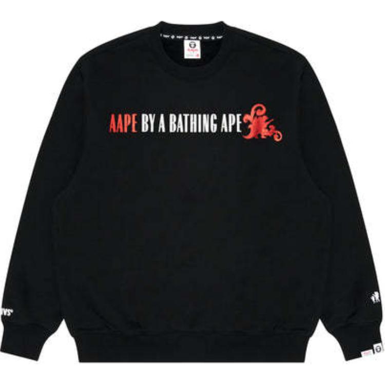 AAPE Crewneck Printed Loose Fit Long Sleeve Sweatshirt Black AAPBGM5277XXL