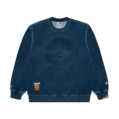 Aape Crewneck Pullover Loose Fit Sweatshirt Blue Casual Wear. AAPSWMA357XXL