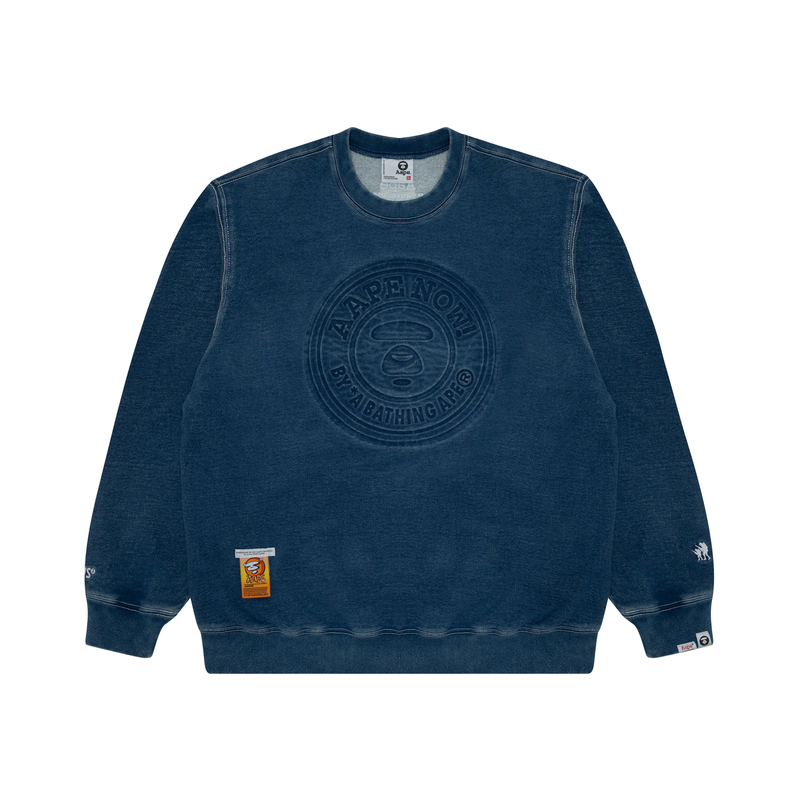 Order 아페 크루넥 루즈핏 블루 스웨트셔츠 캐주얼웨어. AAPSWMA357XXL