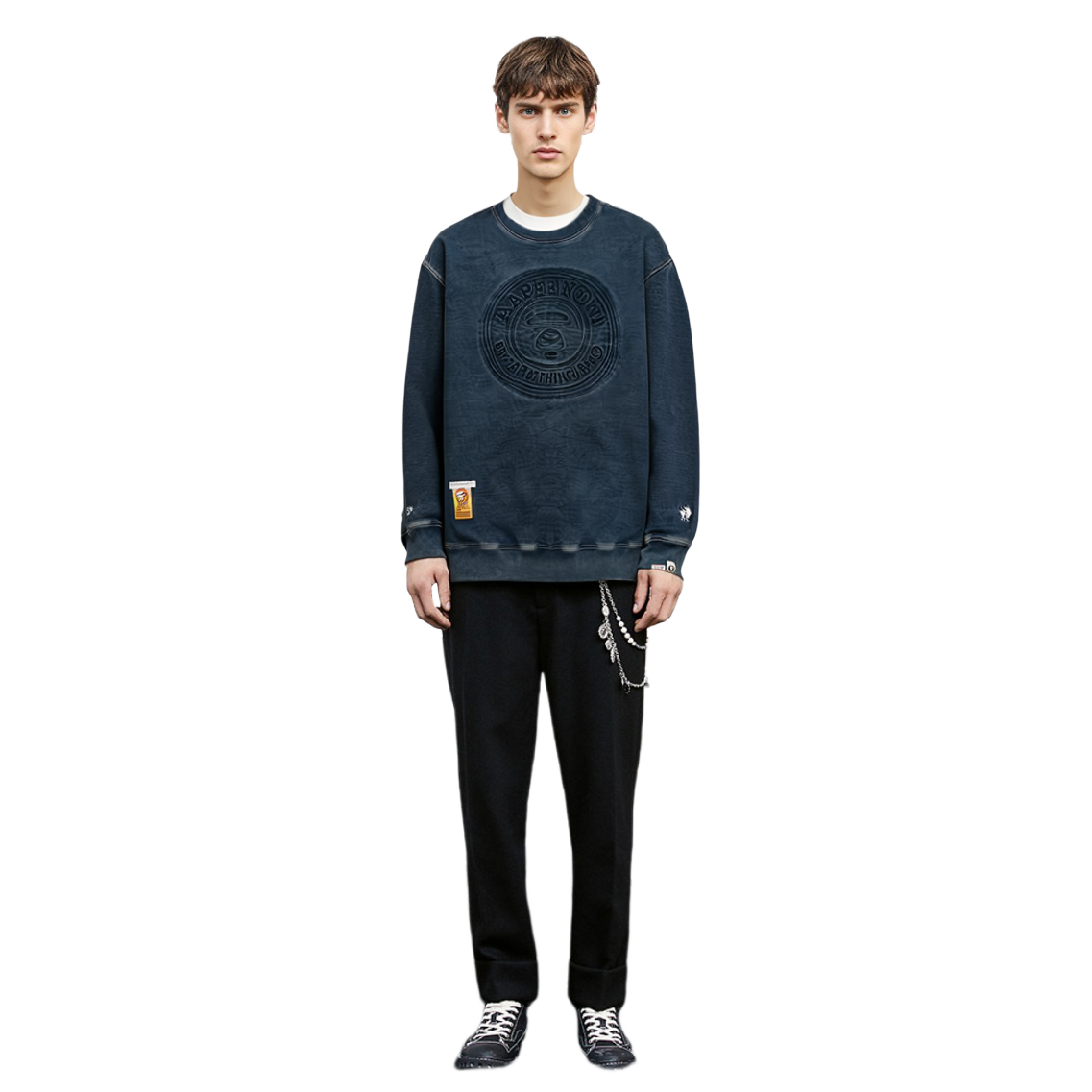 Purchase 아페 크루넥 루즈핏 블루 스웨트셔츠 캐주얼웨어. AAPSWMA357XXL