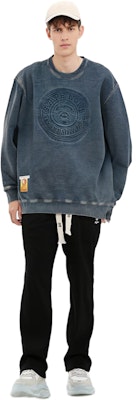 아페 크루넥 루즈핏 블루 스웨트셔츠 캐주얼웨어. AAPSWMA357XXL Sizing 아페 크루넥 루즈핏 블루 스웨트셔츠 캐주얼웨어. AAPSWMA357XXL