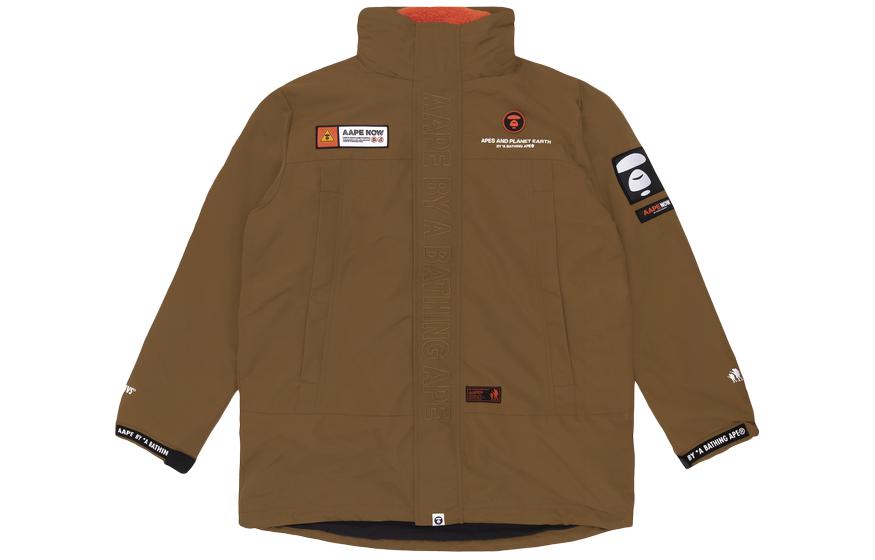 AAPE Detachable Badge Embroidered Fleece Jacket Coffee Brown () AAPJKM7318XBD