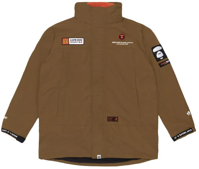 aape-detachable-badge-embroidered-fleece-jacket-coffee-brown-aapjkm-7318-xbd