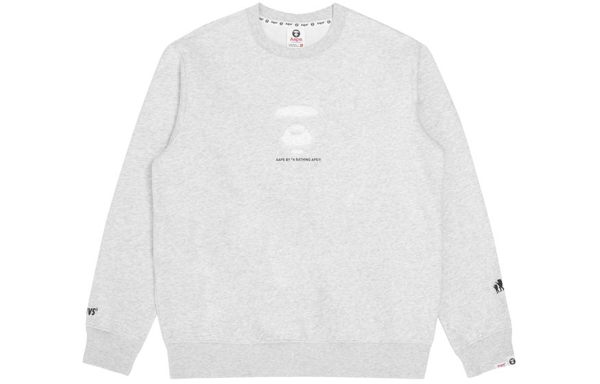 AAPE FW22 3D Letter Print Fleece Crewneck Sweatshirt White () AAPSWM3977XAJ