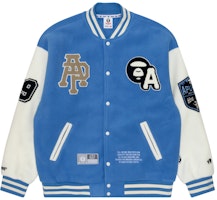 Aape FW22 Colorblock Varsity Jacket with Ape Face Embroidery. AAPSWM3980XXJ Aape FW22 Colorblock Varsity Jacket with Ape Face Embroidery. AAPSWM3980XXJ