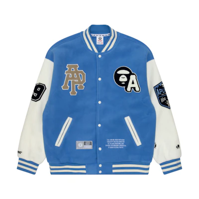 Aape FW22 Colorblock Varsity Jacket with Ape Face Embroidery. AAPSWM3980XXJ