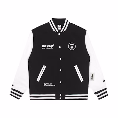 AAPE FW22 Loose Fit Graphic Print Varsity Jacket AAPSWM3905XXJ