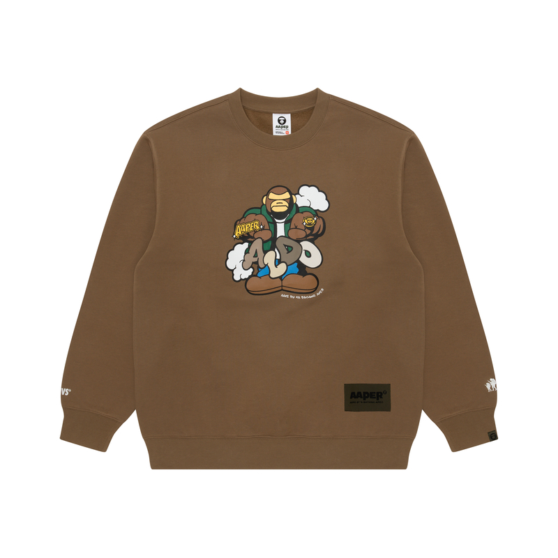 AAPE FW22 Ape Camo Logo Print Fleece Crewneck Sweatshirt Men AAPSWM3908XXJ