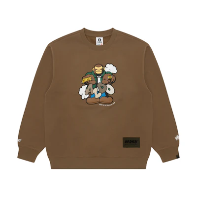 AAPE FW22 Ape Camo Logo Print Fleece Crewneck Sweatshirt Men AAPSWM3908XXJ