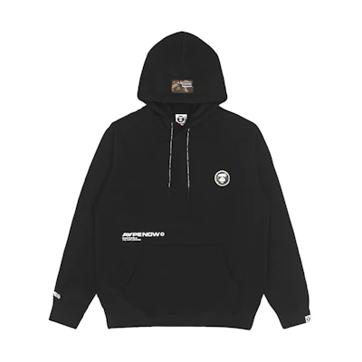 AAPE FW22 Ape Emblem Lettering Drawstring Fleece Hoodie for Men AAPSWM3900XXJ
