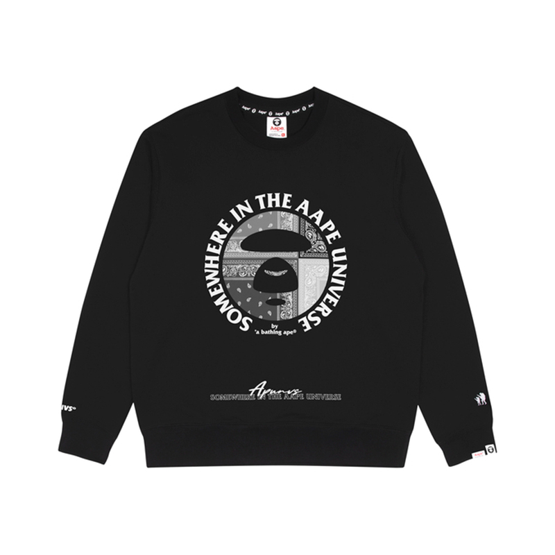 AAPE FW22 Ape Face Logo Paisley Print Pullover Sweatshirt Men AAPSWM3883XXJ