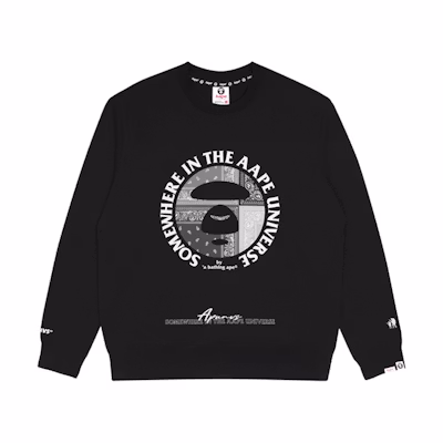 AAPE FW22 Ape Face Logo Paisley Print Pullover Sweatshirt Men AAPSWM3883XXJ