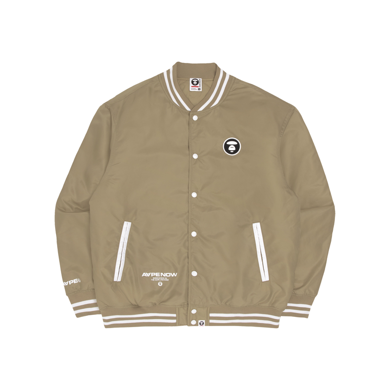 Aape FW22 Ape Face Logo Printed Baseball Jacket for Men. AAPJKM7529XXJ
