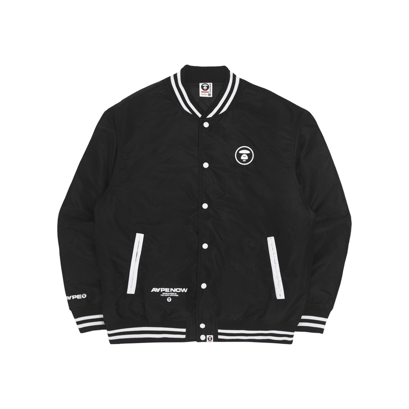 Details for Aape FW22 남성용 에이프 페이스 로고 프린트 야구 재킷. AAPJKM7529XXJ