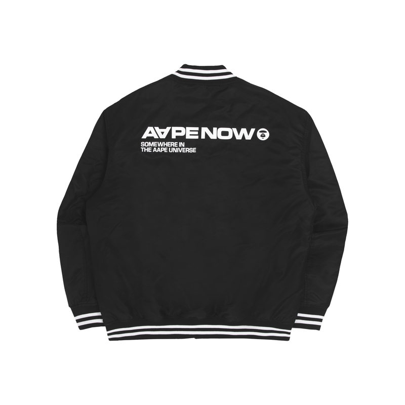 Sizing Aape FW22 남성용 에이프 페이스 로고 프린트 야구 재킷. AAPJKM7529XXJ