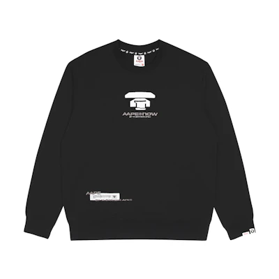 AAPE FW22 Ape Logo Crewneck Pullover Sweatshirt Black AAPSWM3933XXJ
