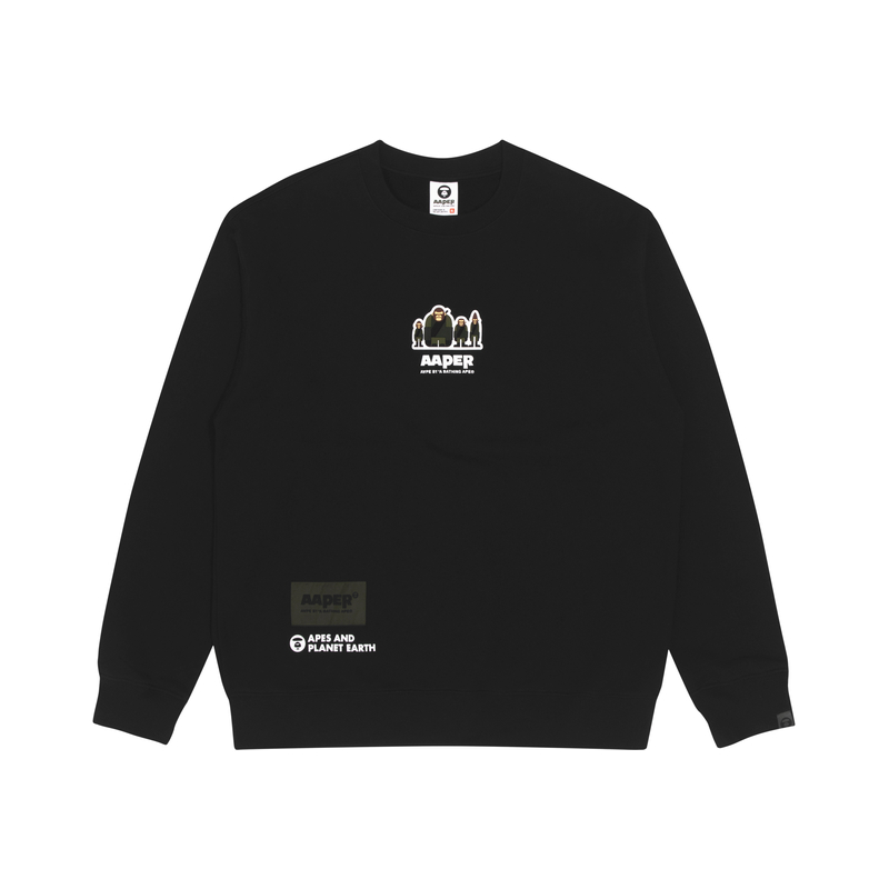 AAPE FW22 Ape Print Logo Crewneck Sweatshirt Loose Fit AAPSWM3901XXJ