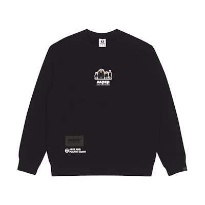 AAPE FW22 Ape Print Logo Crewneck Sweatshirt Loose Fit AAPSWM3901XXJ