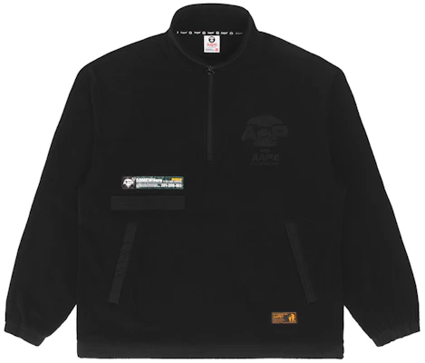 AAPE FW22 Black Half-Zip Colorblock High-Collar Sweatshirt AAPSWM3940XXJ Order AAPE FW22 Black Half-Zip Colorblock High-Collar Sweatshirt AAPSWM3940XXJ