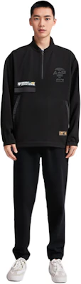 AAPE FW22 Black Half-Zip Colorblock High-Collar Sweatshirt AAPSWM3940XXJ Purchase AAPE FW22 Black Half-Zip Colorblock High-Collar Sweatshirt AAPSWM3940XXJ