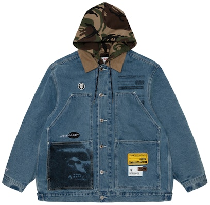 AAPE FW22 카모 에이프 프린트 데님 후드 자켓 블루. AAPJKM7545XAJ Order AAPE FW22 카모 에이프 프린트 데님 후드 자켓 블루. AAPJKM7545XAJ