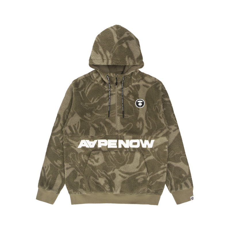 AAPE FW22 Camo Embroidery Fleece Half-Zip Hoodie for Men AAPSWM3895XAJ