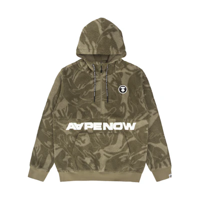 AAPE FW22 Camo Embroidery Fleece Half-Zip Hoodie for Men AAPSWM3895XAJ