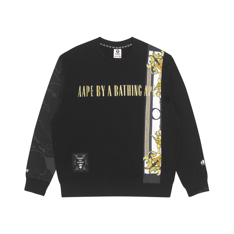 AAPE FW22 Colorblock Embroidered Crewneck Pullover Sweatshirt Men AAPSWM3881XXJ