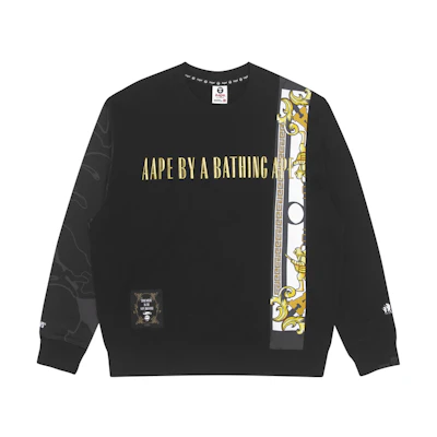AAPE FW22 Colorblock Embroidered Crewneck Pullover Sweatshirt Men AAPSWM3881XXJ
