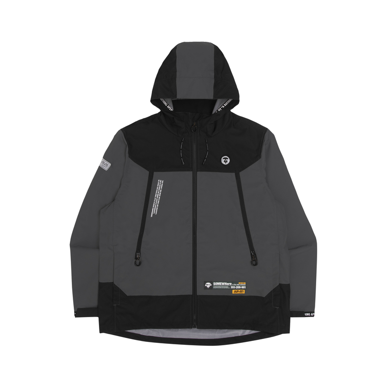 Shop AAPE FW22 拼色拉鏈口袋字母印花休閒連帽外套 男款 AAPLJM7538XXJ