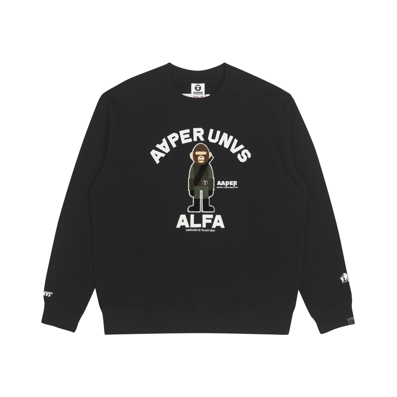 AAPE FW22 Crewneck Pullover Sweatshirt with Ape Print for Men AAPSWM3903XXJ