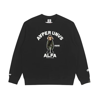 AAPE FW22 Crewneck Pullover Sweatshirt with Ape Print for Men AAPSWM3903XXJ