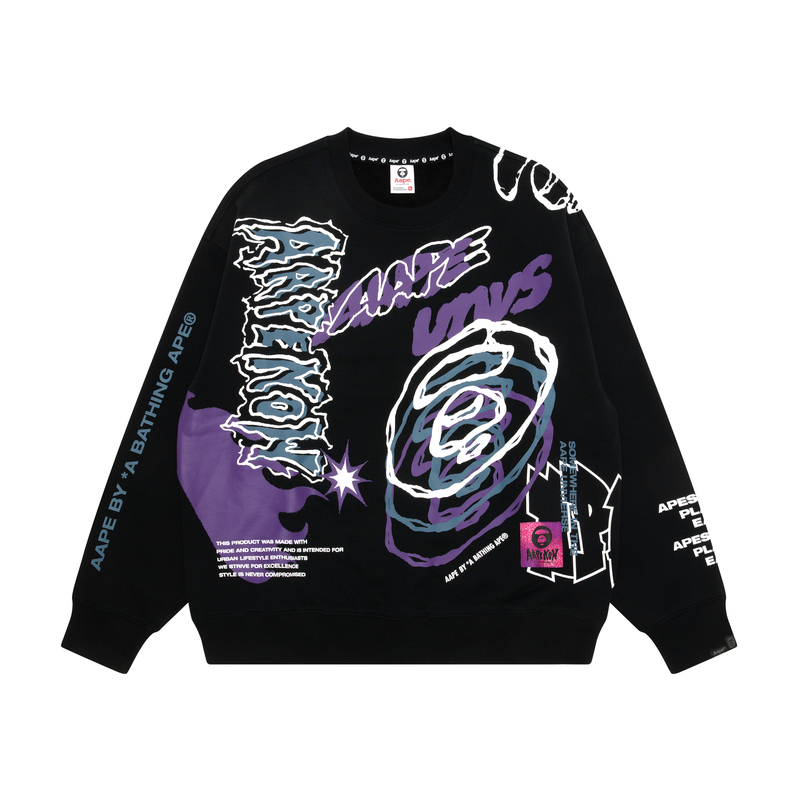 AAPE FW22 Electric Graffiti Print Loose Crewneck Sweatshirt Men AAPSWM3934XXJ