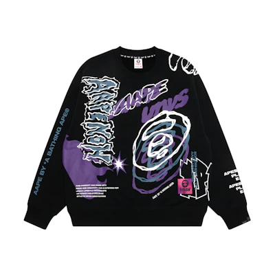 AAPE FW22 Electric Graffiti Print Loose Crewneck Sweatshirt Men AAPSWM3934XXJ