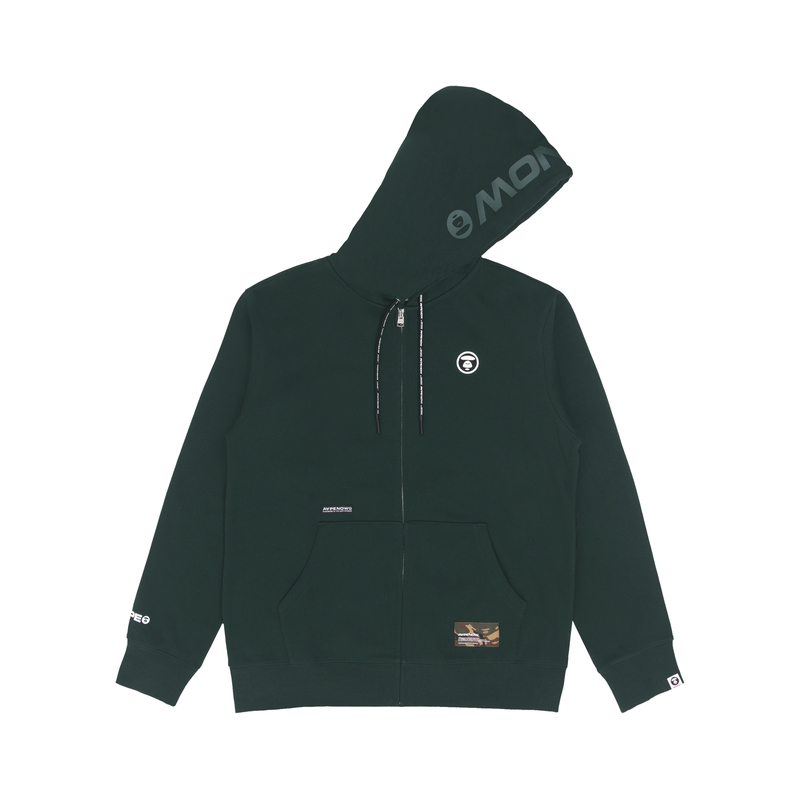 Details for AAPE FW22 Fall Winter Ape Badge Fleece Drawstring Hoodie Jacket for Men AAPSWM3912XXJ
