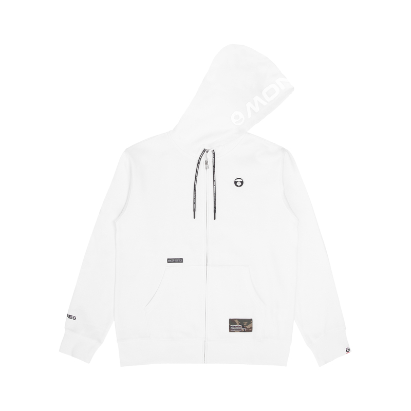 Cheap AAPE FW22 Fall Winter Ape Badge Fleece Drawstring Hoodie Jacket for Men AAPSWM3912XXJ